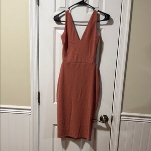 Privy Terracotta V-Neck Midi Dress